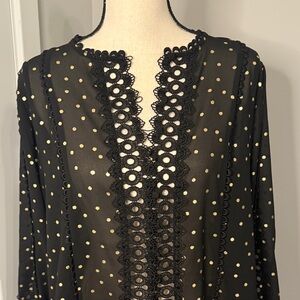 Express Black and Gold Polka Dot Blouse